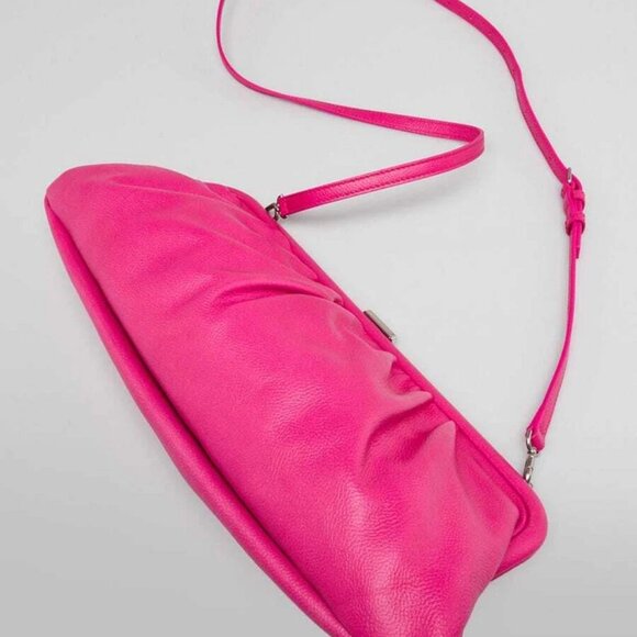 Balenciaga Fuchsia Grained Leather XL Cloud Clutch Bag - Picture 2 of 12